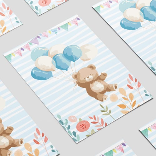 Teddy Bear Balloons Design Poster PVC Party Sign Decoration Product Gallery Image