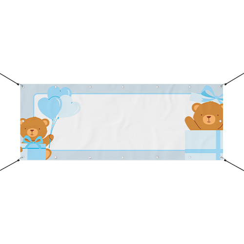 Teddy Bear Blue Presents Small Personalised Banner 4ft x 2ft
