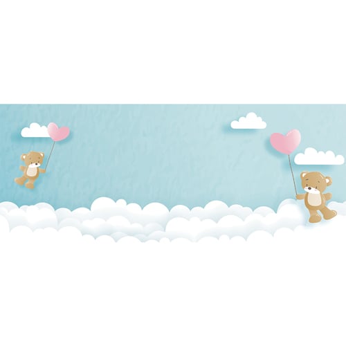 Teddy Bear Blue Sky Small Personalised Banner 4ft x 2ft Product Gallery Image