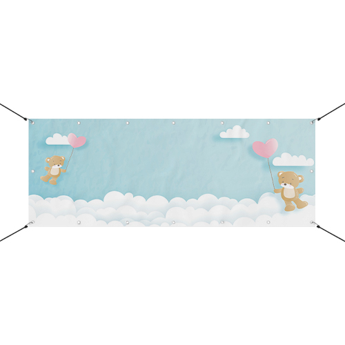 Teddy Bear Blue Sky Small Personalised Banner 4ft x 2ft