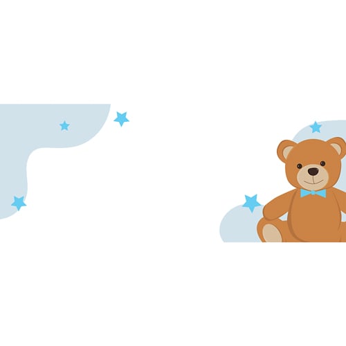 Teddy Bear Blue Stars Small Personalised Banner 4ft x 2ft Product Gallery Image