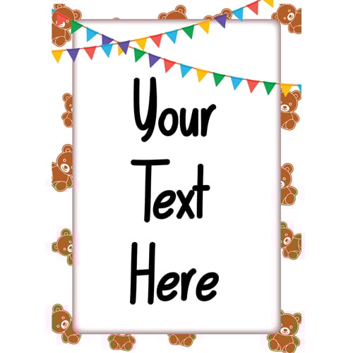 Teddy Bear Border Design Personalised Poster PVC Party Sign Decoration Product Gallery Image