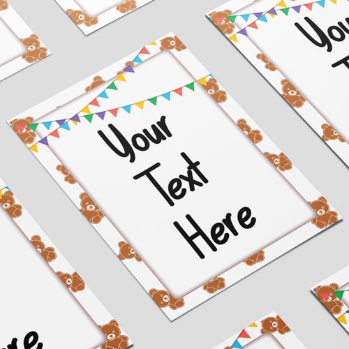 Teddy Bear Border Design Personalised Poster PVC Party Sign Decoration Product Gallery Image