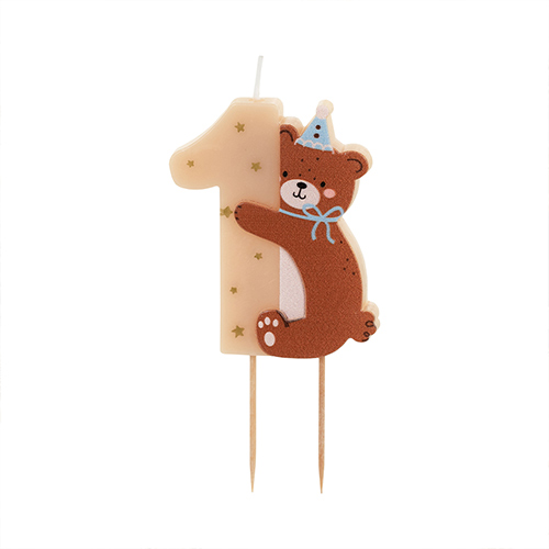 Teddy Bear Number 1 Shaped Candle 7cm Product Gallery Image