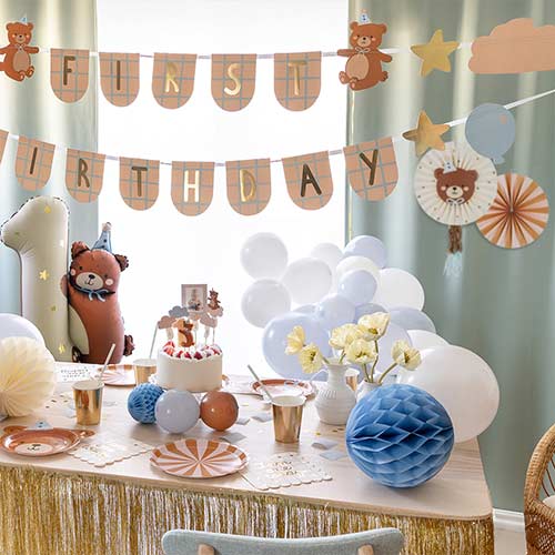 Teddy Bear Pinwheel Fan Paper Hanging Decorations - Pack of 2 Product Gallery Image