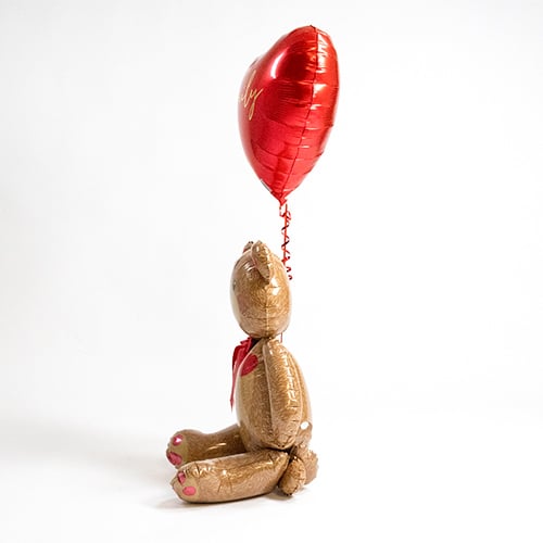 Teddy Bear with Personalised Red Love Heart Shape Foil Balloon - Inflated Balloon In A Box Product Gallery Image