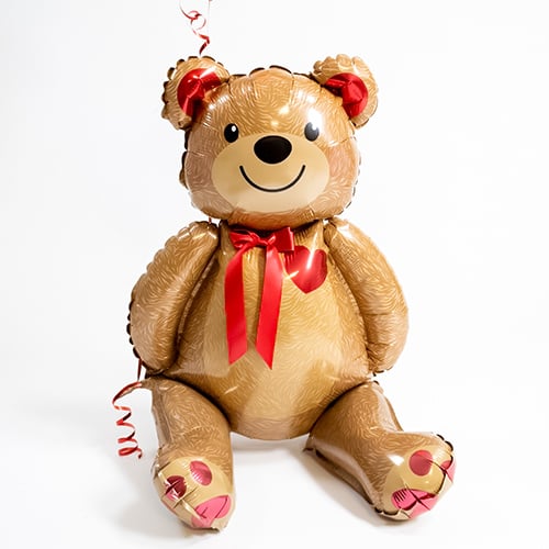 Teddy Bear with Personalised Red Love Heart Shape Foil Balloon - Inflated Balloon In A Box Product Gallery Image