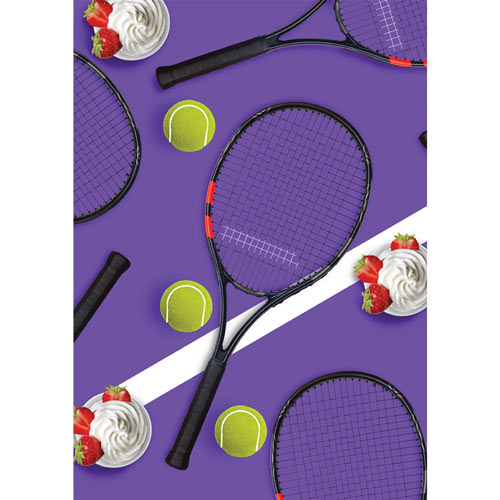 Tennis Rackets & Strawberries Purple Design Poster PVC Party Sign Decoration Product Gallery Image