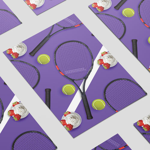 Tennis Rackets & Strawberries Purple Design Poster PVC Party Sign Decoration Product Gallery Image