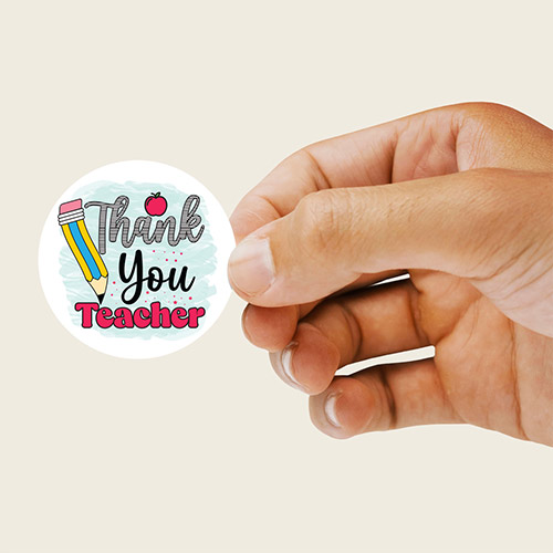 Thank You Teacher Round Stickers 60mm - Sheet of 12 Product Gallery Image