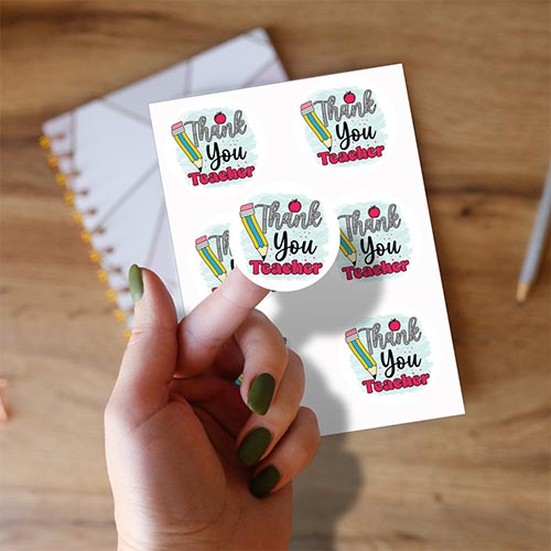 Thank You Teacher Round Stickers 88mm - Sheet of 6 Product Gallery Image