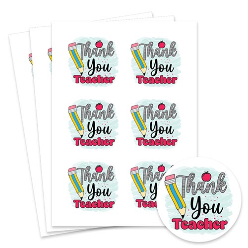 Thank You Teacher Round Stickers 88mm - Sheet of 6 Product Gallery Image