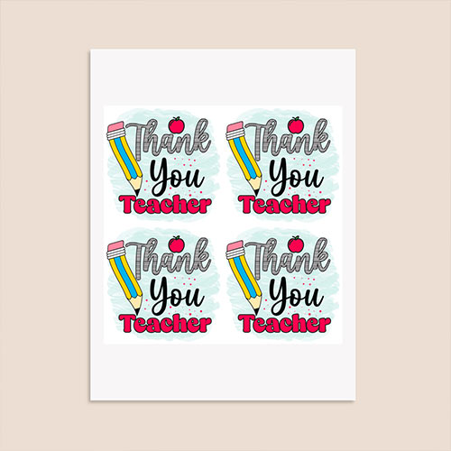 Thank You Teacher Square Stickers 95mm - Sheet of 4 Product Gallery Image