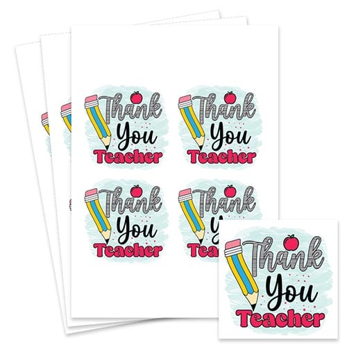 Thank You Teacher Square Stickers 95mm - Sheet of 4 Product Gallery Image