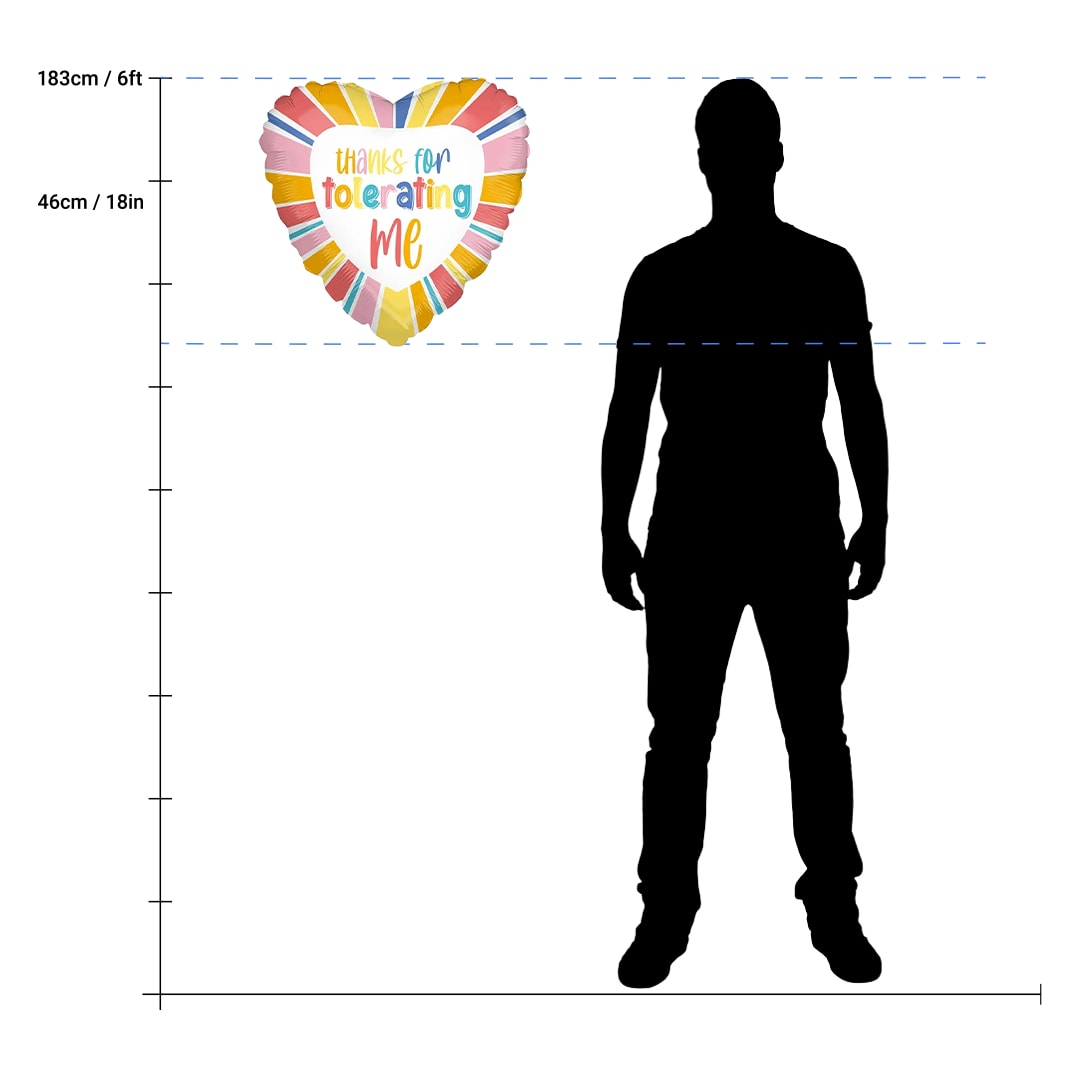 Thanks For Tolerating Me Heart Foil Helium Balloon 46cm / 18 in Product Gallery Image