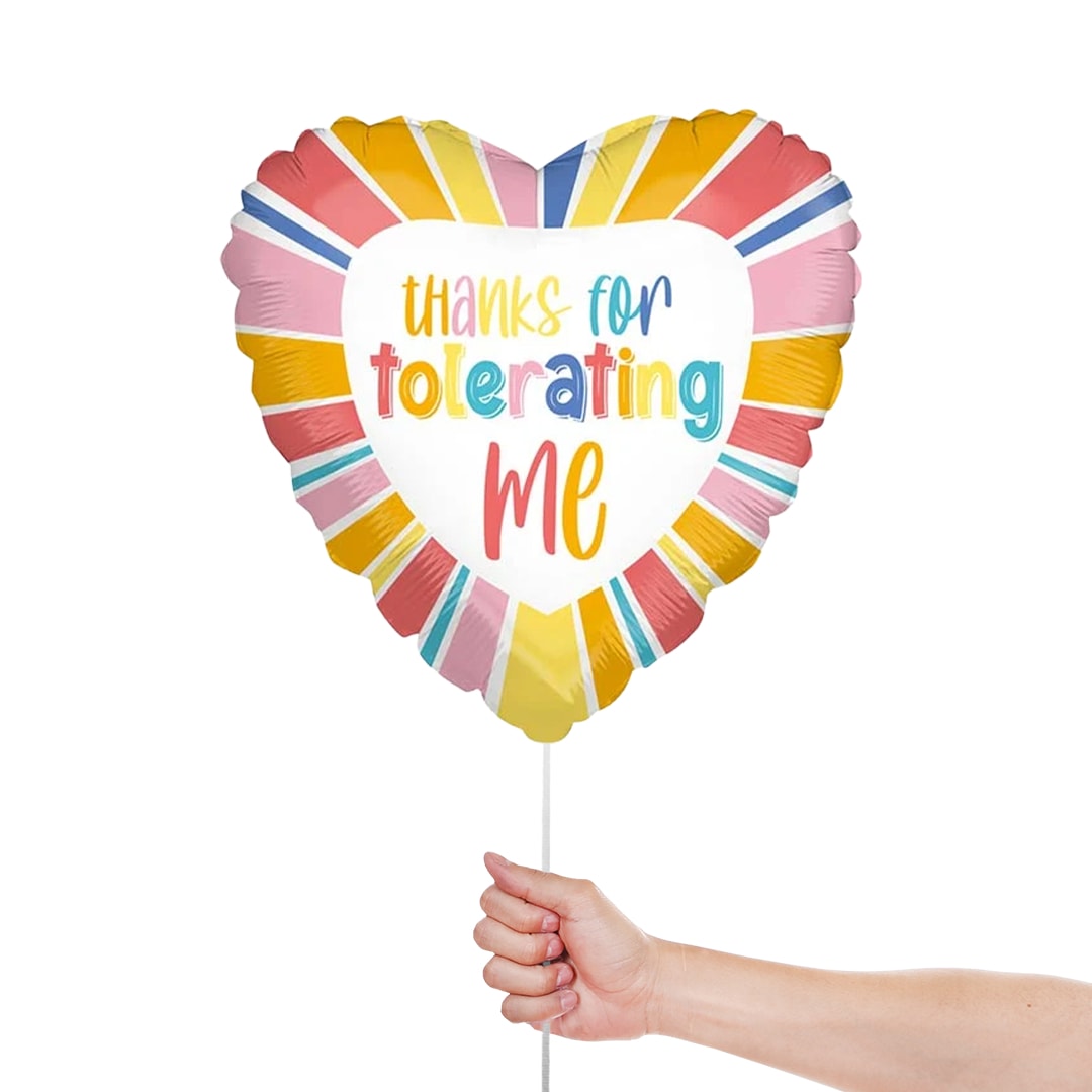 Thanks For Tolerating Me Heart Foil Helium Balloon 46cm / 18 in Product Gallery Image