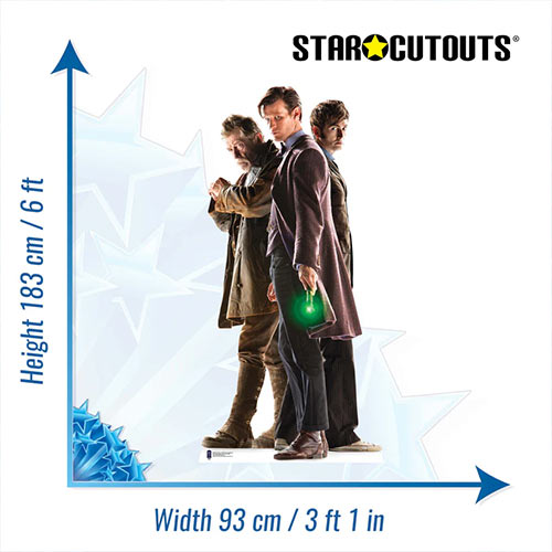 The Three Doctors (50th Anniversary Special) Doctor Who David Tennant, Matt Smith and John Hurt Lifesize Cardboard Cutout 183cm Product Gallery Image
