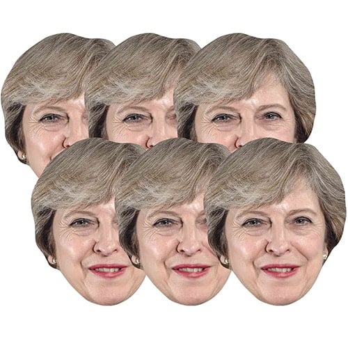 Theresa May Cardboard Face Masks - Pack of 6