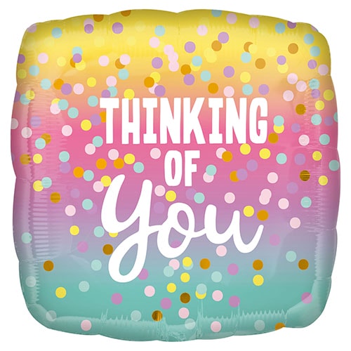 Thinking of You Dots Square Foil Helium Balloon 43cm / 17 in Product Image