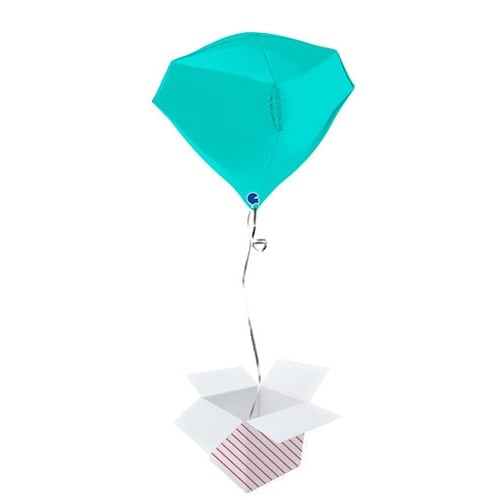 Turquoise Blue 4D Gem Shape Foil Helium Balloon - Inflated Balloon in a Box Product Image