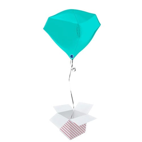 Tiffany Blue 4D Gem Shape Foil Helium Balloon - Inflated Balloon in a Box Product Image