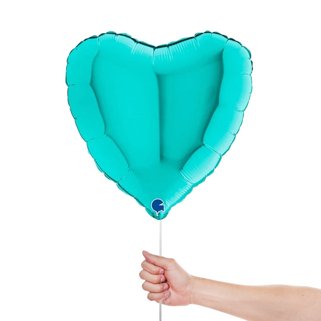 Turquoise Blue Heart Shape Foil Helium Balloon 46cm / 18 in Product Gallery Image