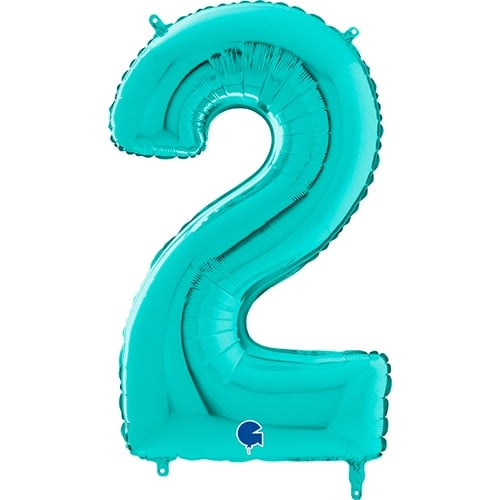 Turquoise Blue Number 2 Helium Foil Giant Balloon 66cm / 26 in Product Image