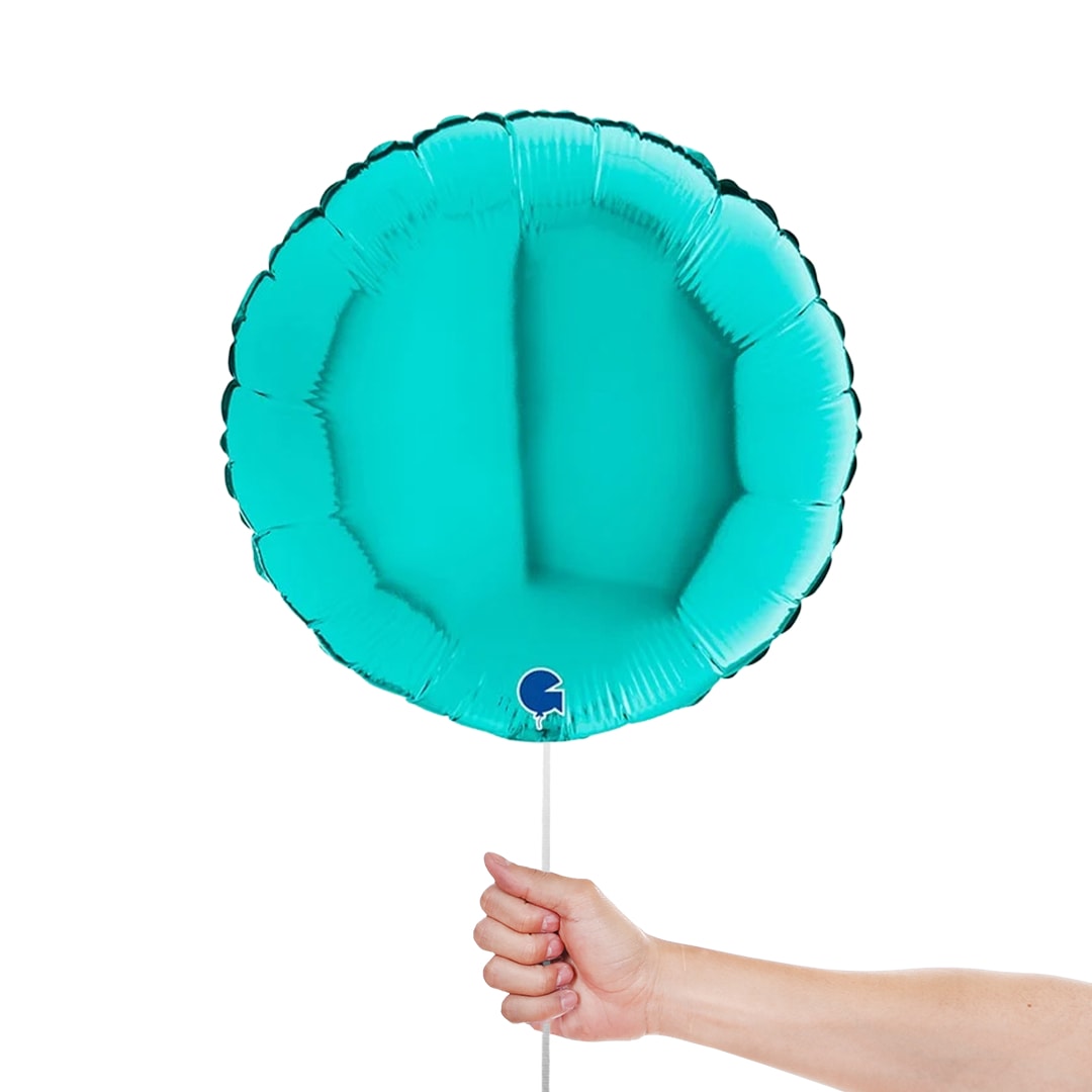 Turquoise Blue Round Shape Foil Helium Balloon 46cm / 18 in Product Gallery Image
