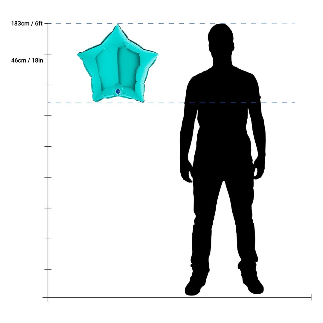 Turquoise Blue Star Shape Foil Helium Balloon 46cm / 18 in Product Gallery Image
