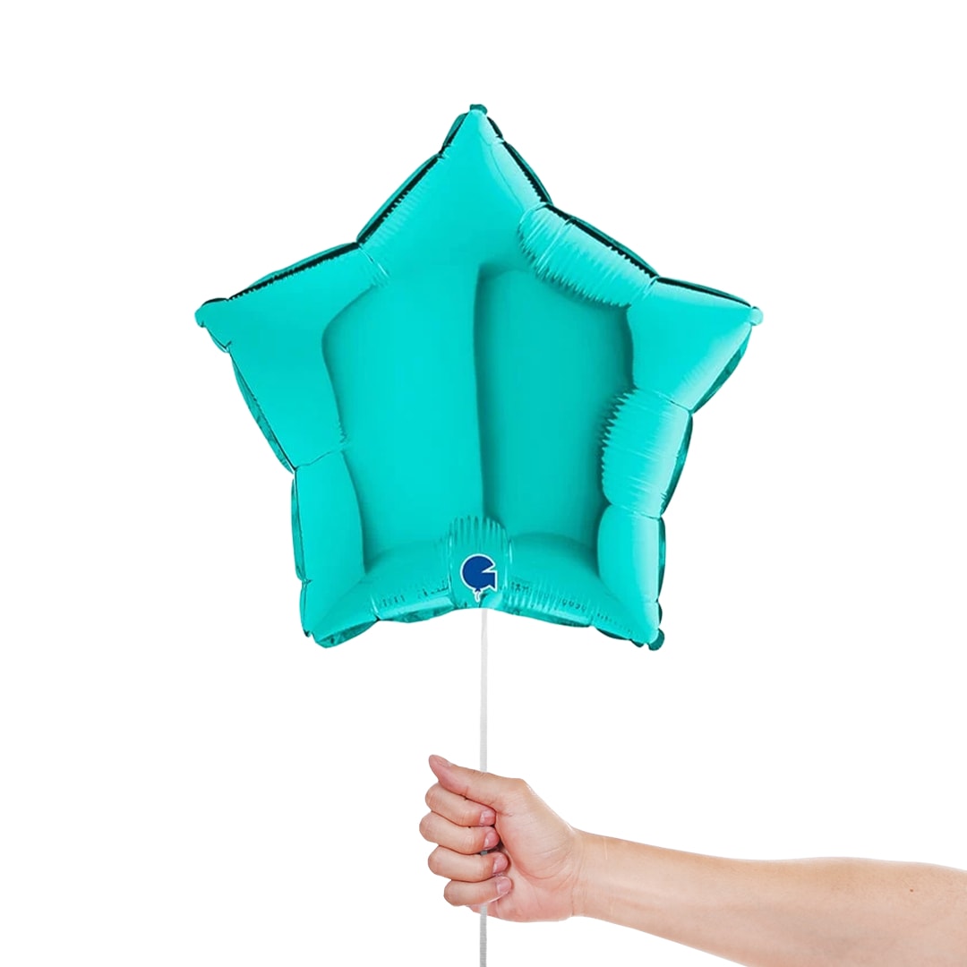 Turquoise Blue Star Shape Foil Helium Balloon 46cm / 18 in Product Gallery Image