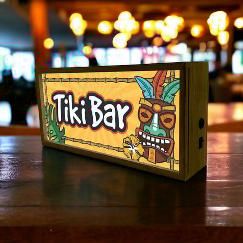 Tiki Bar Hawaiian LED Light Box Wood Room Sign Product Gallery Image
