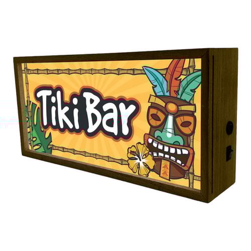 Tiki Bar Hawaiian LED Light Box Wood Room Sign Product Gallery Image