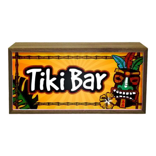 Tiki Bar Hawaiian LED Light Box Wood Room Sign Product Gallery Image