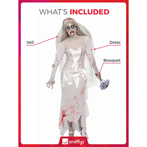 Till Death Do Us Part Zombie Bride Fancy Dress Costume Ladies Small - UK 8-10 Product Gallery Image