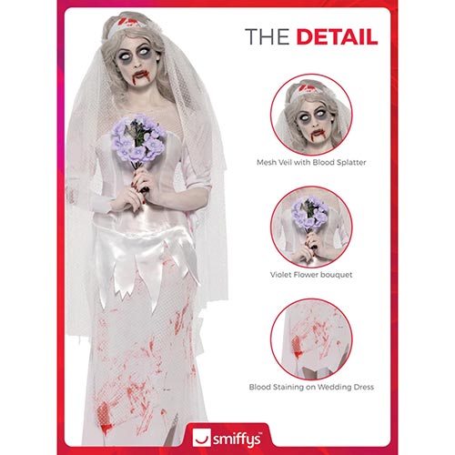 Till Death Do Us Part Zombie Bride Fancy Dress Costume Ladies Small - UK 8-10 Product Gallery Image