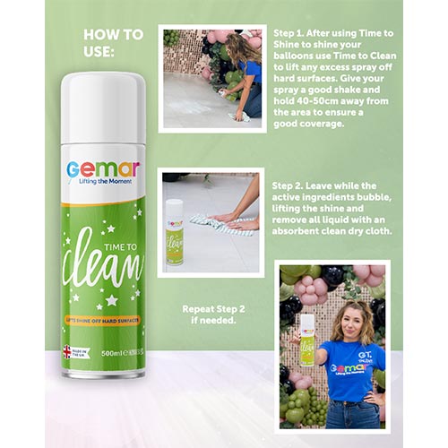 Time to Clean Latex Balloon Spray 500ml - Pack of 12 Product Gallery Image