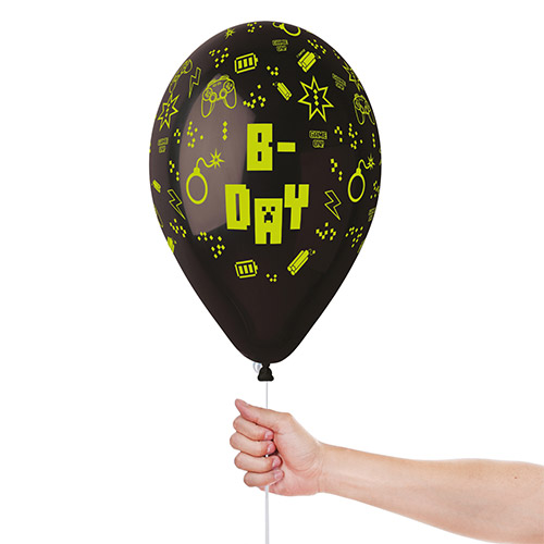 TNT B-Day Gaming Green & Black Latex Balloons 33cm / 13 in - Pack of 6 Product Gallery Image