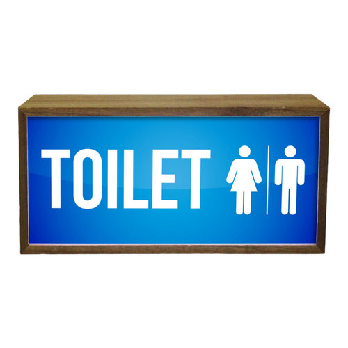 Toilet Men & Women LED Light Box Wood Room Sign Product Gallery Image