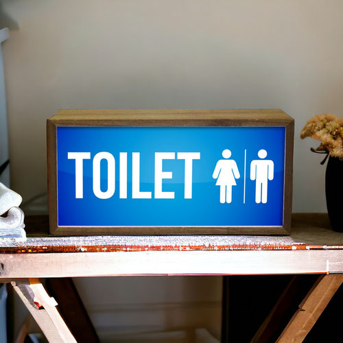 Toilet Men & Women LED Light Box Wood Room Sign Product Gallery Image