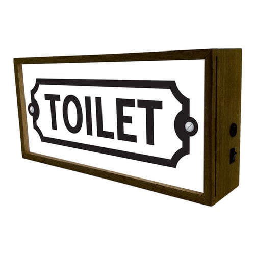 Toilet White LED Light Box Wood Room Sign Product Gallery Image