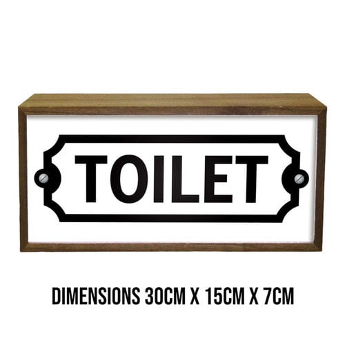 Toilet White LED Light Box Wood Room Sign Product Gallery Image