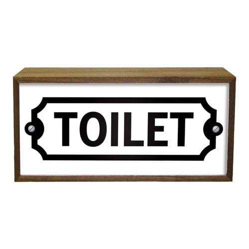 Toilet White LED Light Box Wood Room Sign Product Gallery Image