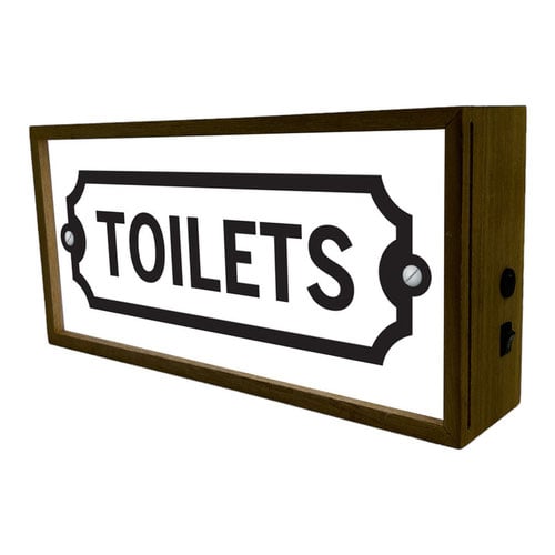 Toilets LED Light Box Wood Room Sign Product Gallery Image