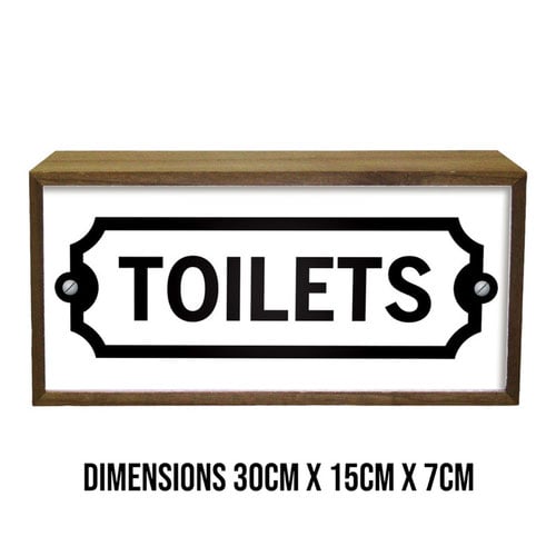 Toilets LED Light Box Wood Room Sign Product Gallery Image