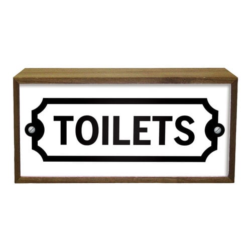 Toilets LED Light Box Wood Room Sign Product Gallery Image