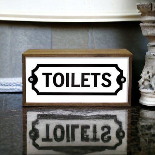 Toilets LED Light Box Wood Room Sign Product Gallery Image