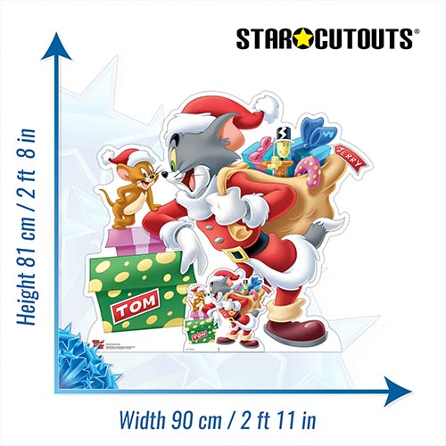 Tom and Jerry Merry Christmas Star Mini Cardboard Cutout 90cm Product Gallery Image