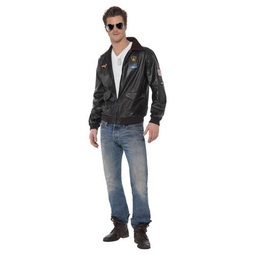 Top Gun Bomber Aviator Jacket Fancy Dress Costume Adult Mens Extra Small Product Gallery Image