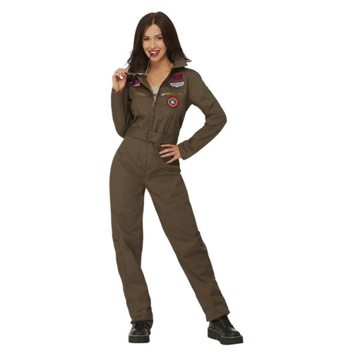 Top Gun Jumpsuit Fancy Dress Costume Ladies Large - UK 16-18 Product Gallery Image