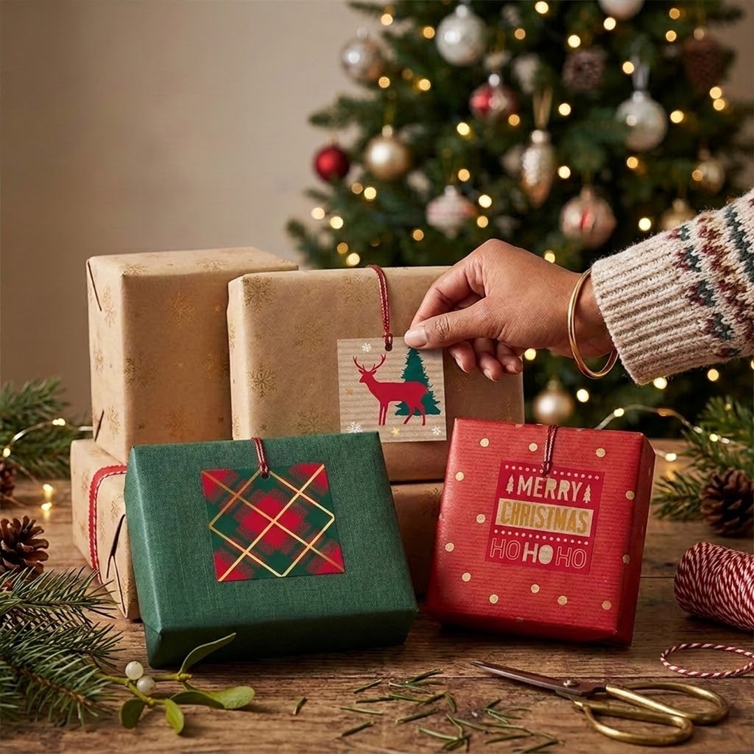 Traditional Christmas Design Square Gift Tags - Pack of 32 View 2